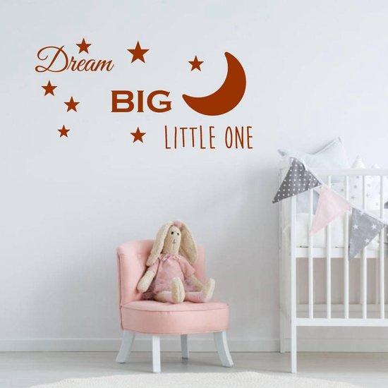 Muursticker Dream Big Little One - Bruin - 160 x 80 cm - baby en kinderkamer - teksten en gedichten baby en kinderkamer alle