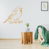 Muursticker Musje Op Tak -  Goud -  60 x 53 cm  -  alle muurstickers  woonkamer  slaapkamer  dieren - Muursticker4Sale