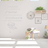Muursticker Mopshond -  Zilver -  60 x 84 cm  -  woonkamer  nederlandse teksten   - Muursticker4Sale