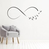Muursticker Infinity Met Vogels - Donkergrijs - 80 x 32 cm - woonkamer slaapkamer