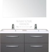 Muursticker Wash Your Hands Mom Said So - Zilver - 22 x 10 cm - keuken toilet alle