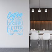 Muursticker Coffee Makes Everything Better -  Lichtblauw -  80 x 120 cm  -  alle muurstickers  keuken  engelse teksten - Muursticker4Sale