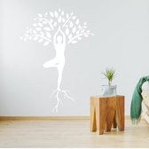 Muursticker Yoga Boom - Wit - 70 x 100 cm - alle muurstickers woonkamer