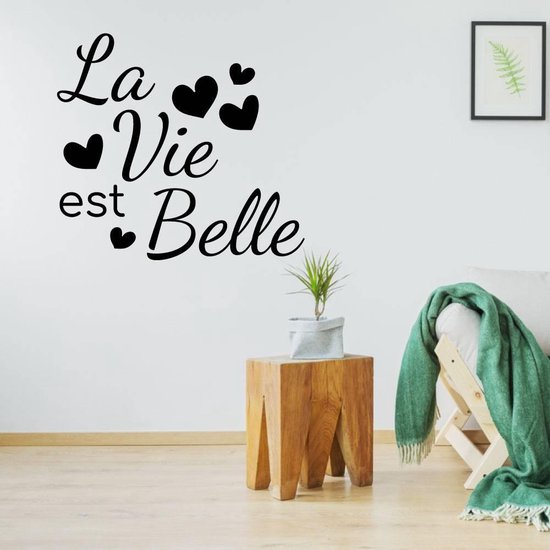 Muursticker La Vie Est Bella - Zwart - 89 x 80 cm - alle