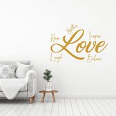 Muursticker Love Hope, Laugh, Believe, Inspire, Together -  Goud -  100 x 66 cm  -  alle muurstickers  woonkamer  slaapkamer  engelse teksten - Muursticker4Sale