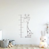 Muursticker Giraffe Met Groeimeter -  Zilver -  58 x 96 cm  -  alle muurstickers  baby en kinderkamer  dieren - Muursticker4Sale