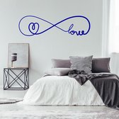 Muursticker Infinity Love Met Hartje -  Donkerblauw -  160 x 45 cm  -  alle muurstickers  slaapkamer - Muursticker4Sale