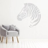 Muursticker Zebra - Zilver - 40 x 40 cm - baby en kinderkamer - muursticker dieren slaapkamer alle woonkamer