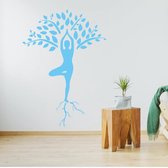 Muursticker Yoga Boom -  Lichtblauw -  70 x 100 cm  -  alle muurstickers  woonkamer - Muursticker4Sale