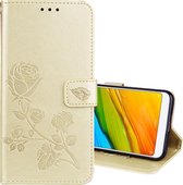 Voor Xiaomi Redmi 5 Plus Rose reliÃ«f horizontale flip milieu PU lederen tas met houder & kaartsleuven & portemonnee (goud)