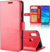 R64 textuur enkele vouw horizontale flip lederen case voor Huawei Y7 2019, met houder & portemonnee & kaartsleuven & fotolijst (rood)