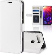 R64 textuur enkele vouw horizontale flip lederen case voor Huawei Honor View 20, met houder & portemonnee & kaartsleuven & fotolijst (wit)