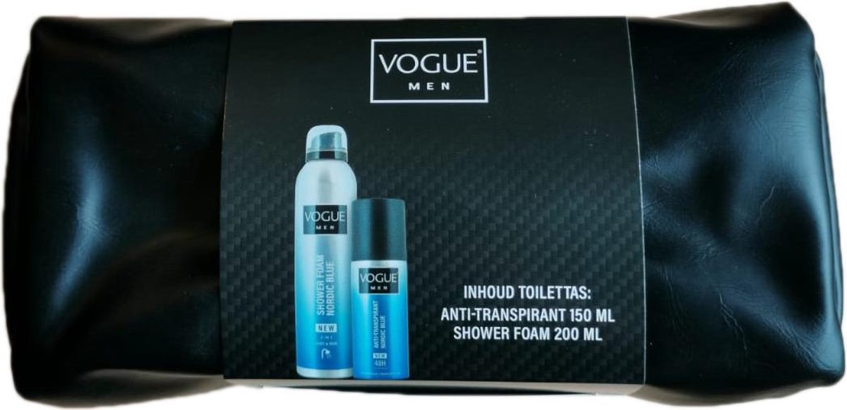 Vogue Men Geschenkset - Toilettas met Anti-Transpirant Nordic Blue 150 ml en Douchefoam Nordic Blue 200 ml