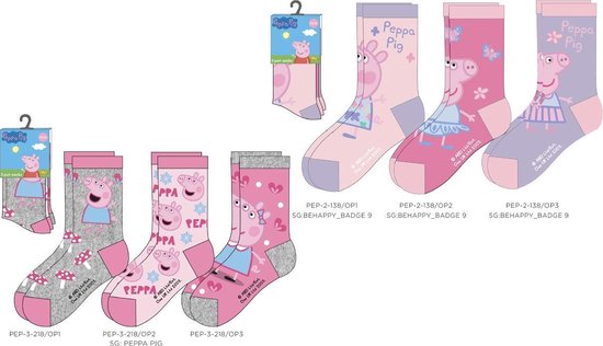Peppa Pig 6 pack meisjes  sokken - 31 - 34