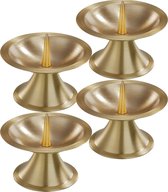4x Luxe metalen kaarsenhouders goud voor stompkaarsen van 5-6 cm - Stompkaarshouder -  Kaarshouder/kaarsen standaard - Kandelaar voor stompkaarsen - Woonaccessoires