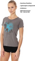 Brubeck Outdoorkleding Wandelshirt Dames - Naadloos Lichtgewicht AirBalance T-Shirt met Merino Wol - Grijs S