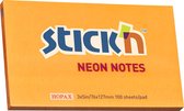 Stick'n sticky notes - 76x127mm, neon oranje, 100 memoblaadjes