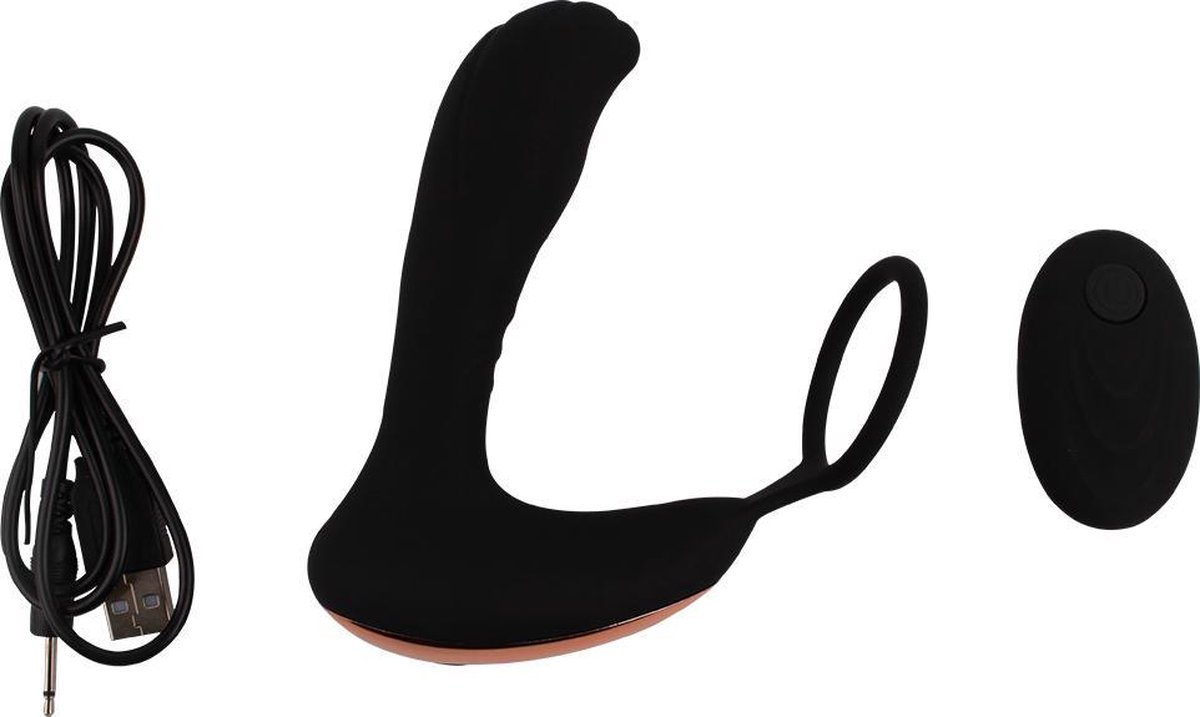Goedkoopste Black Mont - Backyard Teaser - Cockring met Vibrerende Buttplug - Zwart