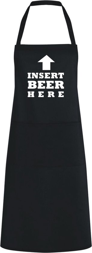 Insérez la bière ici. | Taille unique | Noir | Tablier de cuisine | bol.