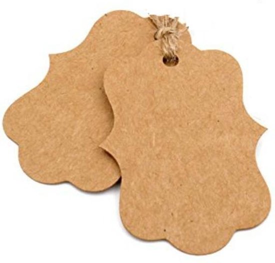 100x Mini Label Zand - 5 cm x 3 cm - Cadeaulabels - Cadeauversiering