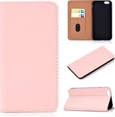 Voor iphone 6 plus effen kleur mat magnetische horizontale flip lederen tas met kaartsleuven en houder (roze)