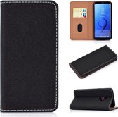 Voor Galaxy S9 Plus effen kleur mat magnetische horizontale flip lederen tas met kaartsleuven en houder (zwart)
