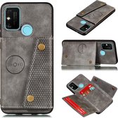 Voor Huawei RY9A PU + TPU schokbestendige magnetische beschermhoes met kaartsleuven (grijs)