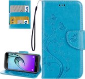 Voor Galaxy A5 (2017) / A520 Vlinders Love Flowers Embossing Horizontale Flip Leather Case met houder & kaartsleuven & Wallet & Lanyard (blauw)