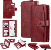 Voor Galaxy Note 10+ Multifunctionele Retro Afneembare Magnetische Horizontale Flip Leren Case met Kaartsleuven & Houder & Portemonnee & Fotolijst (Rood)