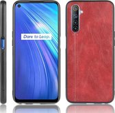 Voor Oppo Realme 6 schokbestendig naaien koe patroon huid PC + PU + TPU Case (rood)