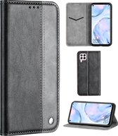 Voor Huawei P40 Lite Business Effen kleurstiksels Multifunctionele horizontale flip lederen tas met beugel en kaartsleuven (grijs)