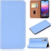 Voor Huawei P20 Lite effen kleur mat magnetische horizontale flip lederen tas met kaartsleuven en houder (blauw)