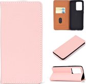 Voor Galaxy S20 plus effen kleur mat magnetische horizontale flip lederen tas met kaartsleuven en houder (roze)