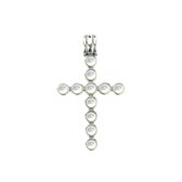 Symboles 9SY 0033 Croix en argent - Nacre - 36 * 20mm - Blanc - Couleur argent