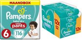 Pampers Baby Dry Pants Maat 6 - 116 Luierbroekjes Maandbox + Pampers Fresh Clean Billendoekjes 624 Stuks