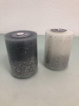 Glitterkaarsen set, zilver ( 2 stuks )