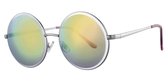 Zilverkleurige ronde  zonnebril | Dames/unisex | roze lens