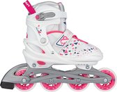 Nijdam Roller Patins Ajustables - Blanc Wedge - Blanc / Gris Argent / Fuchsia / Marine - 37-40