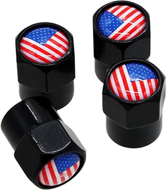 TT-products Bouchons de valve aluminium drapeau américain noir 4