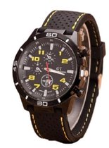 GT Sportief -  Tiener Horloge - Siliconen - 44 mm - Zwart/Geel