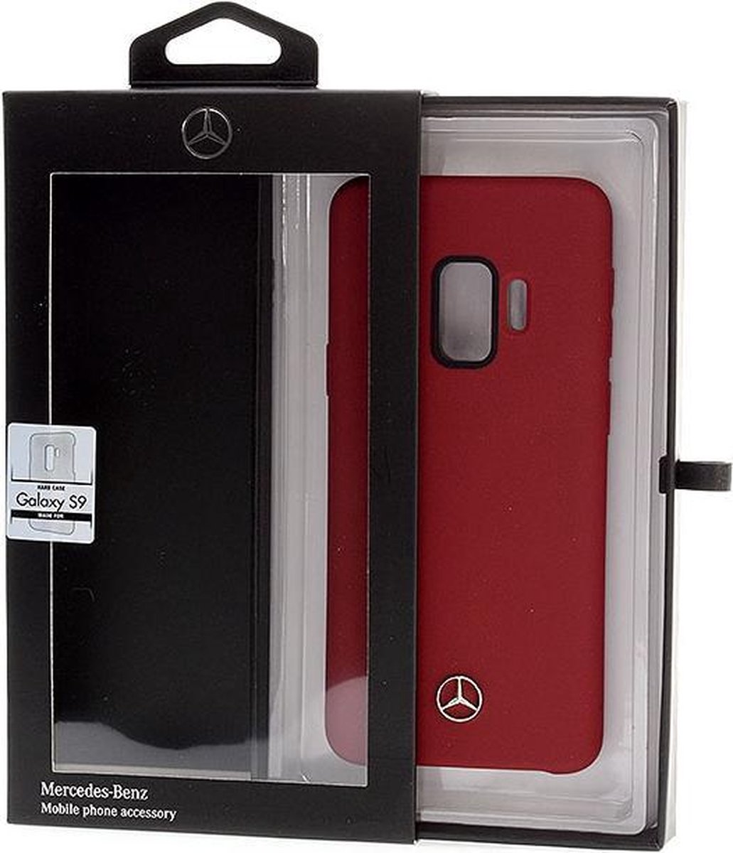 Rood hoesje van Mercedes-Benz - Backcover - Soft Touch - Leer - Galaxy S9 - Silicone rand