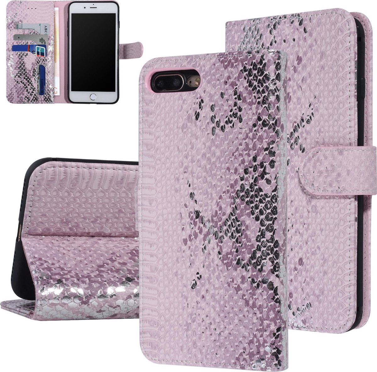 UNIQ Accessory Roze Slangenleer hoesje voor iPhone 7-8 Plus - Book Case