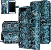 UNIQ Accessory Zwart en Blauw Slangenleer hoesje voor iPhone 7-8 Plus- Book Case