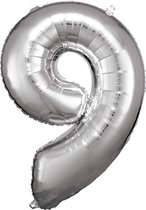 Amscan Folieballon Cijfer 9 Junior 63 X 86 Cm Zilver