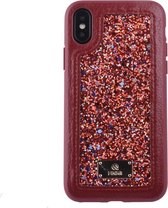 UNIQ Accessory Hard Case glitter leren backcover voor iPhone Xs - Rood