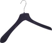 De Kledinghanger Gigant - 10 x Mantel / kostuumhanger kunststof velours zwart met schouderverbreding, 48 cm