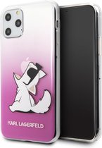 Roze hoesje van Karl Lagerfeld - Backcover - Choupette - iPhone 11 Pro - Glasses - KLHCN58CFNRCPI