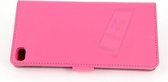 Roze hoesje Huawei P8 -Book Case- Pasjeshouder - Magneetsluiting