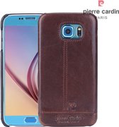 Bruin hoesje Pierre Cardin - Backcover - Stijlvol - Leer - Galaxy S6 - Luxe cover