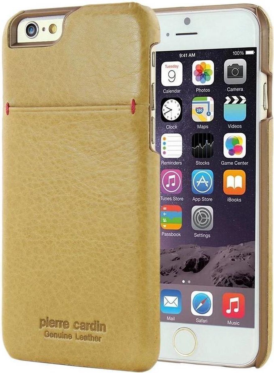 Geel hoesje van Pierre Cardin - Backcover - Stijlvol - Leer - iPhone 6-6S - Luxe cover